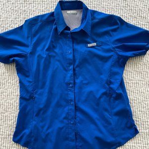 Women's Columbia Short Sleeve Shirt Size Large, Royal Blue